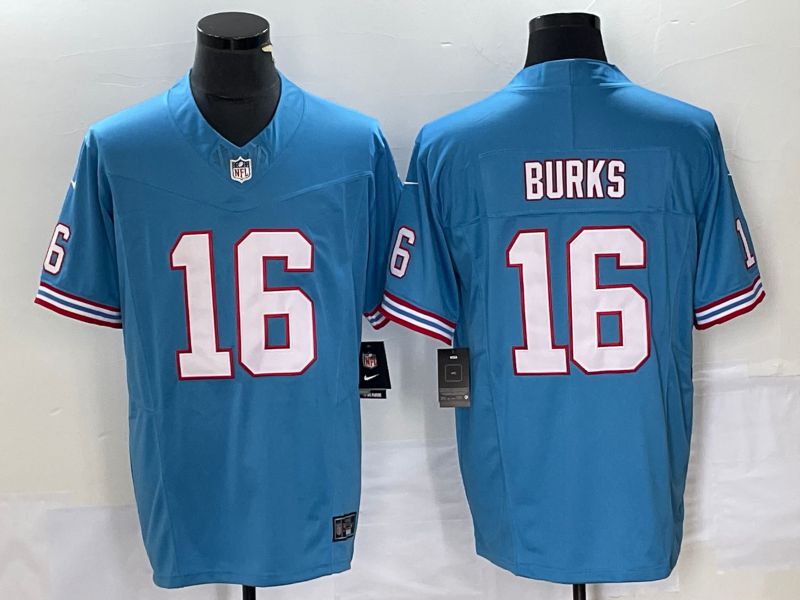 Men Tennessee Titans #16 Burks Light Blue Nike Throwback Vapor Limited NFL Jersey->women mlb jersey->Women Jersey